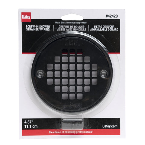 Oatey 130 Series 42420 Screw-In Strainer with Ring, Stainless Steel, Black, Matte, Specifications: Round Shape