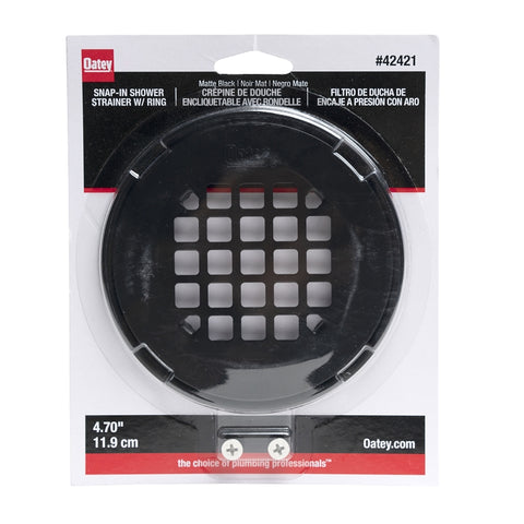 Oatey 130 Series 42421 Snap-In Strainer with Ring, Stainless Steel, Black, Matte, Specifications: Round Shape