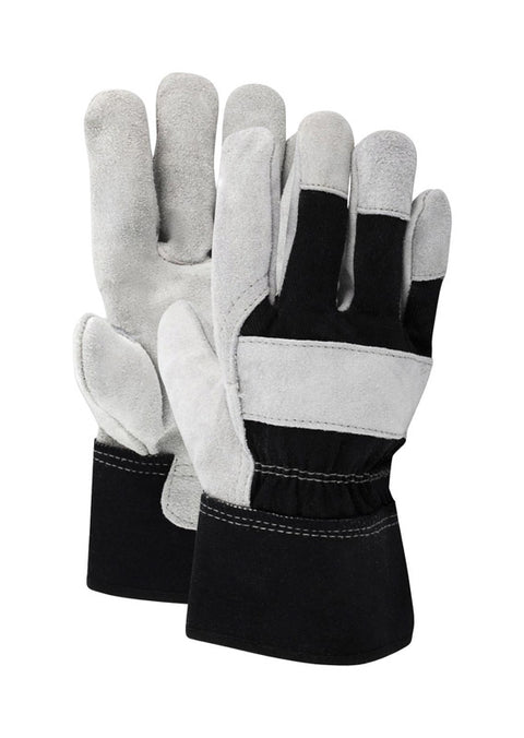Ace Black and Gray Men's Large Leather Palm Work Gloves