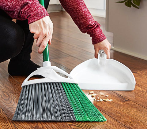 Libman PRECISION ANGLE Series 206 Bristle, 10-1/2 in Sweep Face, 5 in L Trim, PET Bristle, 53 in L, Steel