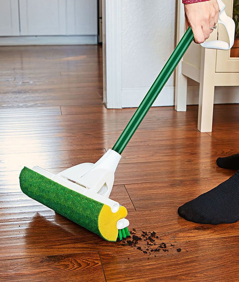 Libman Nitty Gritty 2010 Roller Mop, 51 in OAL, Microfiber/Synthetic Mop Head, Steel Handle