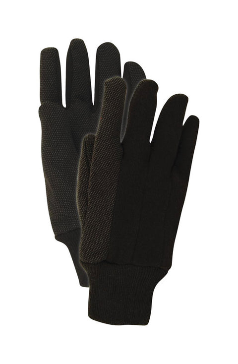 Handmaster Brown Men's Large Jersey Cotton Dotted Work Gloves