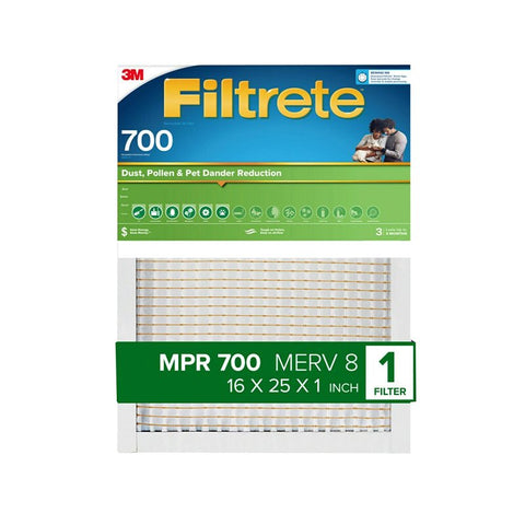 Filtrete 701-4 Air Filter, 25 in L, 16 in W, 8 MERV, 700 MPR, Fiberglass Frame, Pack of 4