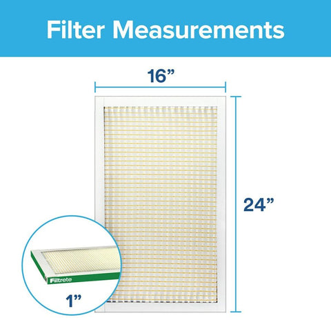 Filtrete 725-4 Air Filter, 24 in L, 16 in W, 8 MERV, 700 um MPR, Fiberglass Frame, Pack of 4