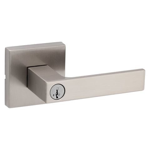 Kwikset Signature, Singapore Series 740SAL SQT 15 SMT Keyed Entry Door Handle, Lever Handle, Satin Nickel, Metal