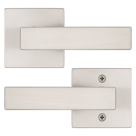 Kwikset Signature, Singapore Series 720SAL SQT 15 Hall/Closet Handle, Lever Handle, Zinc, Satin Nickel, Universal Hand