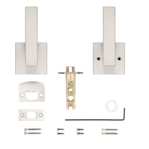 Kwikset Signature, Singapore 720SAL SQT 15 Hall/Closet Handle, Lever Handle, Zinc, Satin Nickel, Universal Hand