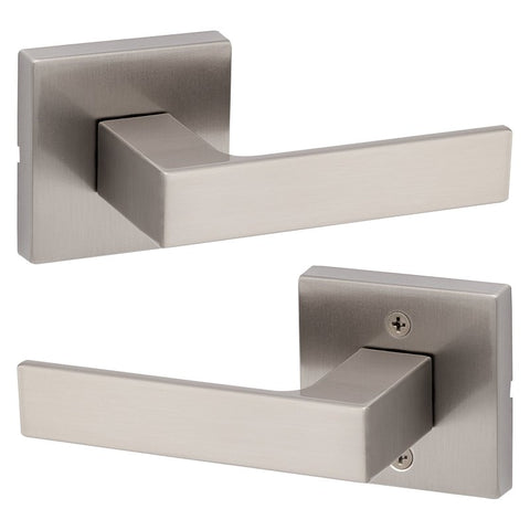 Kwikset Signature, Singapore Series 720SAL SQT 15 Hall/Closet Handle, Lever Handle, Zinc, Satin Nickel, Universal Hand