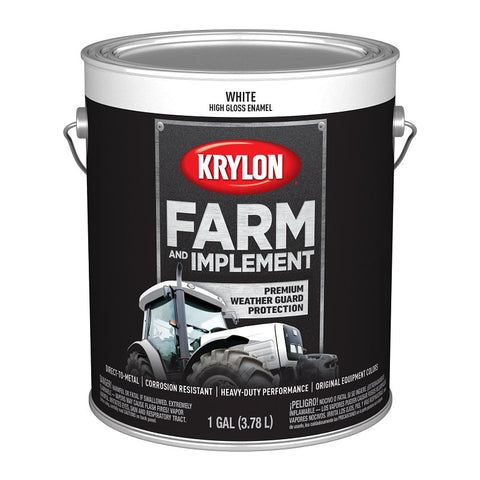 Krylon K01963008 Farm and Implement Paint, 1 gal, White, Liquid, Pack of 4