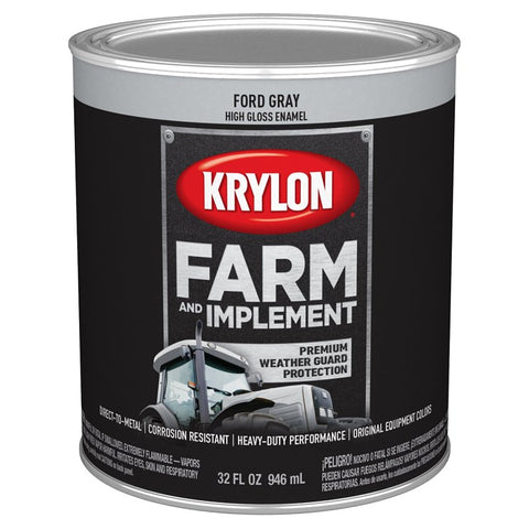 Krylon K02028008 Farm and Implement Paint, 1 qt, Gray, Liquid, Pack of 2