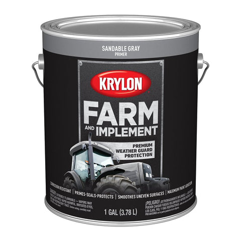 Krylon K01981008 Farm and Implement Primer, 1 gal, Gray, Liquid, Pack of 4