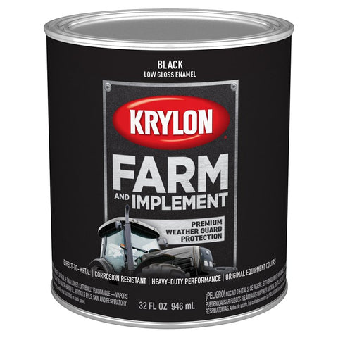 Krylon K02022008 Farm and Implement Paint, 1 qt, Black, Liquid, Pack of 2