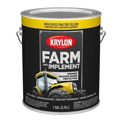 Krylon K01970008 Farm and Implement Paint, 1 gal, Yellow, Liquid, Pack of 4