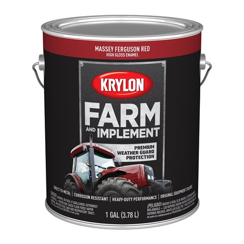 Krylon K01968008 Farm and Implement Paint, 1 gal, Red, Liquid, Pack of 4