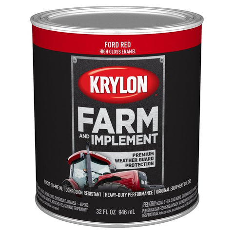 Krylon K02029008 Farm and Implement Paint, 1 qt, Red, Liquid, Pack of 2