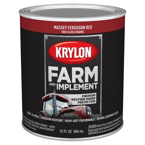 Krylon K02026008 Farm and Implement Paint, 1 qt, Red, Liquid, Pack of 2