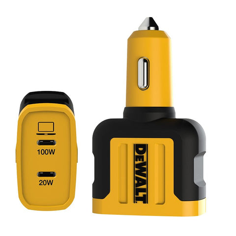 DEWALT 141 0484 DW2 2-Port PPS PD Car Charger, 12 to 24 VDC Input, 3.3 to 16, 3.3 to 20, 5, 9, 12, 15, 20 V Output