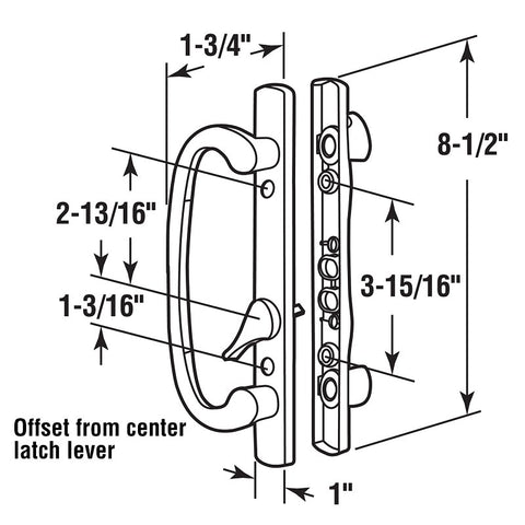 Prime-Line C 1280 Handleset, Aluminum, Painted, 1-3/4 in L