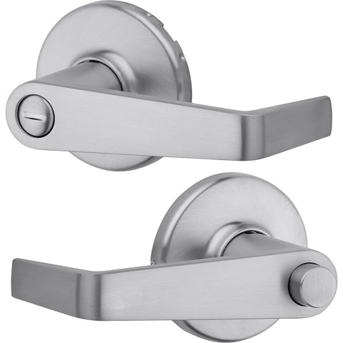 Kwikset 733KNL 26D RCAL UL Passage Door Lock, Pushbutton Lever Handle, Metal, Satin Chrome, 2-3/8, 2-3/4 in Backset