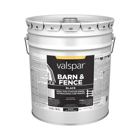 Valspar 009.0000703.008 Exterior Paint, Oil, Gloss, Black, 5 gal, 400 sq-ft/gal Coverage Area