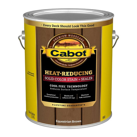 Cabot Heat-Reducing Series 140.0001883.007 Stain and Sealer, Equestrian Brown, Liquid, 1 gal Can, Pack of 4