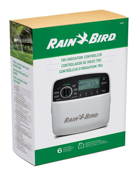 Rain Bird TRU Series TRU6I Indoor Irrigation Controller, 6-Station, 3-Program, 12 Start Times per Program, Wall