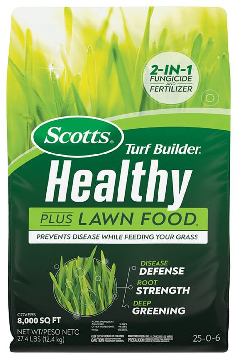 Scotts Turf Builder Healthy Plus Series 26034 Lawn Food, 27.4 lb Bag, Granular, 25-0-6 N-P-K Ratio