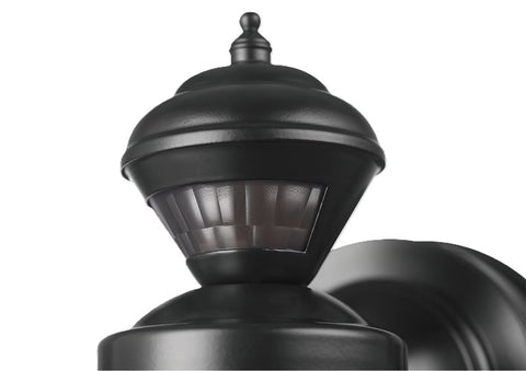 globe Franklin 60000001 Motion-Sensing Wall Lantern, LED Lamp, Black Fixture, Matte Black Fixture, Pack of 2