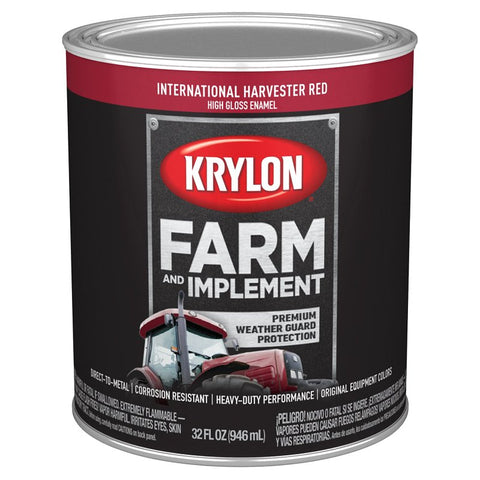 Krylon Farm & Implement Series K02024000 Farm Equipment Paint, High-Gloss, International Harvester Red, 1 qt, Pack of 2