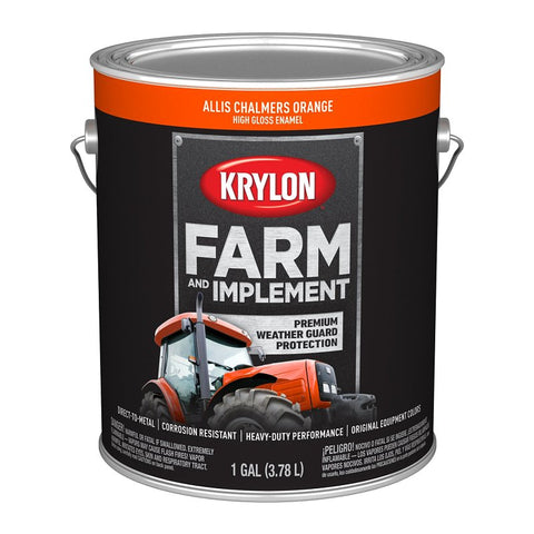Krylon Farm & Implement Series K01971000 Farm Equipment Paint, High-Gloss, Allis Chalmers Orange, 1 gal, Pack of 4