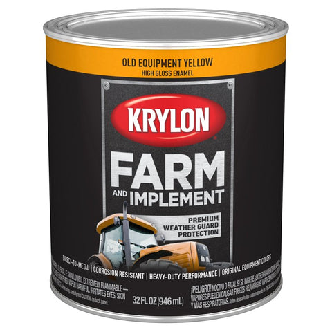 Krylon Farm & Implement Series K02042000 Farm Equipment Paint, High-Gloss, Old Equipment Cat Yellow, 1 qt, Pack of 2