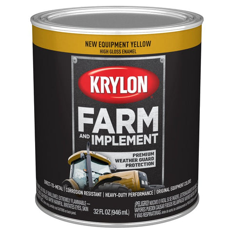 Krylon Farm & Implement Series K02037000 Farm Equipment Paint, High-Gloss, New Equipment Cat Yellow, 1 qt, Pack of 2
