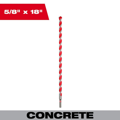 Milwaukee SHOCKWAVE 48-20-9042 Drill Bit, 5/8 in Dia, 18 in OAL, Precision Ground, Wide Flute, 0.37 in Dia Shank