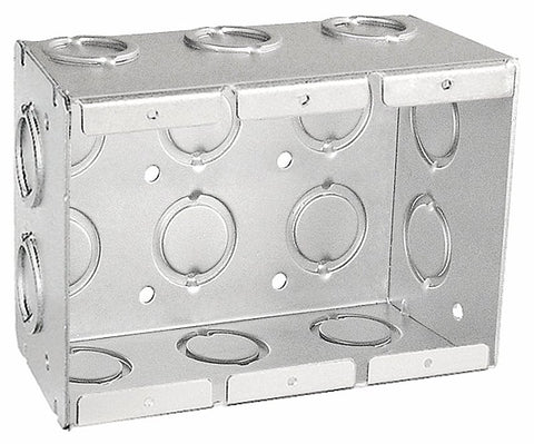Southwire TB-325-UPC Masonry Box, 3-Gang, 16-Knockout, 1/2, 3/4 in Knockout, Steel, Silver, Galvanized