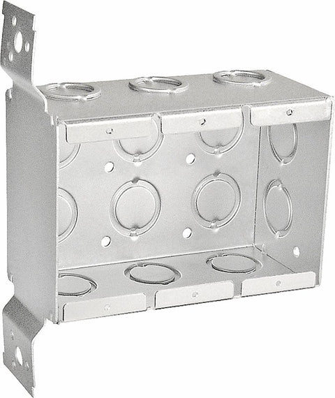 Southwire TB-325-F-UPC Welded Masonry Box, 3-Gang, 14-Knockout, 1/2, 3/4 in Knockout, Steel, Silver, Galvanized