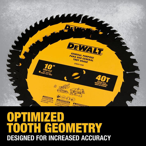 DEWALT DWA110CMB Circular Saw Blade Set, 2-Piece, Large Diameter, Carbide, Black/Yellow