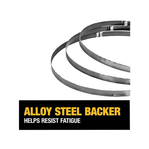 DEWALT DW3983 Series Band Saw Blade, Applicable Materials: Low Alloy Steel, Non-Ferrous Metal, Wood, 1/2 in W, 18 TPI