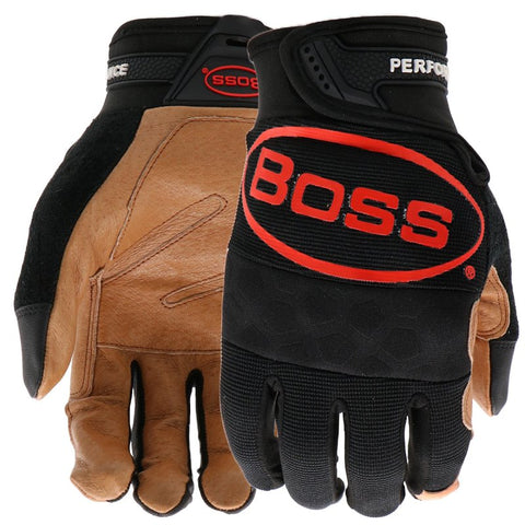 Boss Job Master B51111-M Work Gloves, Men's, M, Reinforced Thumb, Hook and Loop Wrist, Slip-On, Spandex, Black