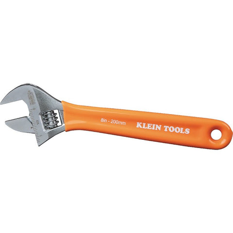 Klein Tools O5078 Adjustable Wrench, 8-1/4 in OAL, 1.29 in Jaw, Steel, Chrome-Plated, Contoured Handle