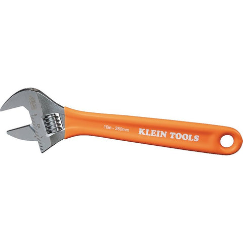 Klein Tools O50710 Adjustable Wrench, 10-1/4 in OAL, 1.48 in Jaw, Steel, Chrome-Plated, Contoured Handle