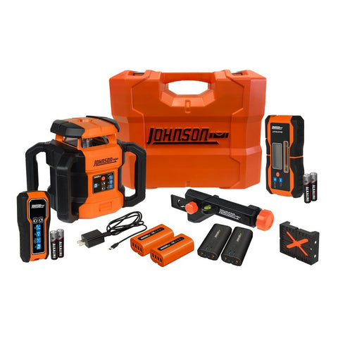 Johnson JRT300-RDHV-K Dual Slope Rotary Laser Kit, 200 ft Interior, 4000 ft Exterior, +/-1/16 in at 100 ft Accuracy