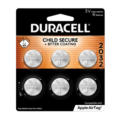 Duracell DL2032B6PK Electronic/Thermometer/Watch Battery, 3 V Battery, 2032 Battery, Lithium
