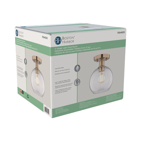 Boston Harbor OG24023 Ceiling Light, 1-Lamp, Metal Fixture, Satin Gold Fixture