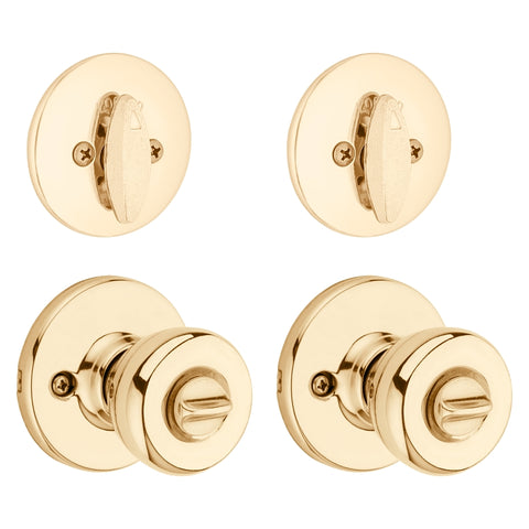 Kwikset 242T 3 CP 6ALRCS Combination Lockset, Knob Handle, Tylo Design, Polished Brass, 3 Grade