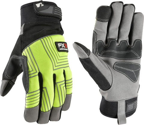 Wells Lamont FX3 Series 7864-L Gloves, Men's, L, PVC/Synthetic Leather, Gold/Yellow
