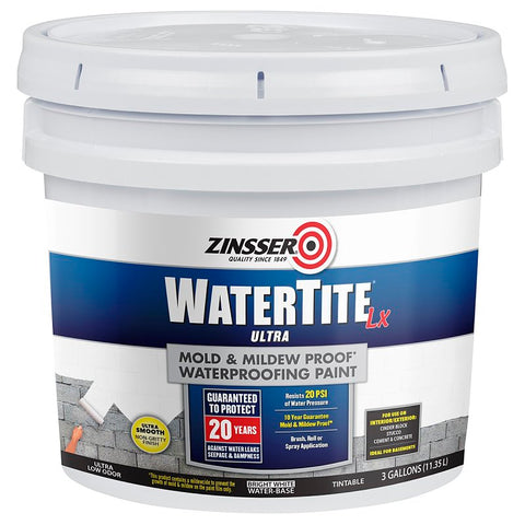 Zinsser 270268 Waterproofing Paint, Liquid, White, 3 gal