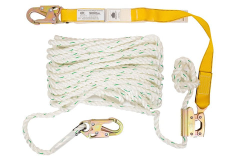 Werner L242050W Lifeline, 50 ft L Line, 5/8 in W Line, Double-Locking, Snap Harness Hook