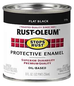 Rust-Oleum Stops Rust 7776730 Enamel Paint, Oil, Flat, Black, 0.5 pt, Can, 50 to 110 sq-ft/qt Coverage Area