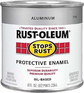 Rust-Oleum Stops Rust 7715730 Enamel Paint, Oil, Metallic, Aluminum, 0.5 pt, Can, 80 to 120 sq-ft/qt Coverage Area