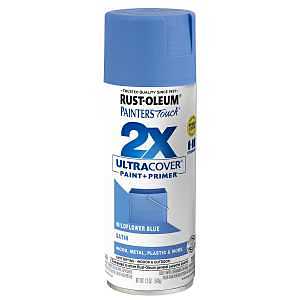 Rust-Oleum Painter's Touch 2X Ultra Cover 334080 Spray Paint, Satin, Wildflower Blue, 12 oz, Aerosol Can